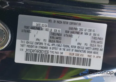 2024 Mazda Mx-5 Miata Rf Grand Touring from USA, damaged, VIN JM1NDAM74R0601609